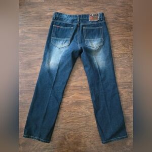 FUBU The Collection Dark Denim Jeans Mens 34x30 Distressed Hip Hop Urban